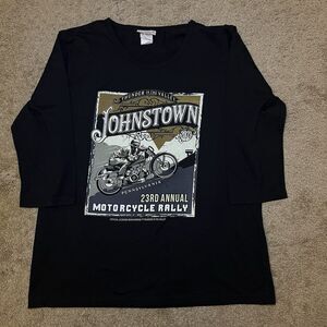 2020 Johnstown Motorcycle Rally 3/4 Sleeve Tee Thunder in the Valley XL Biker